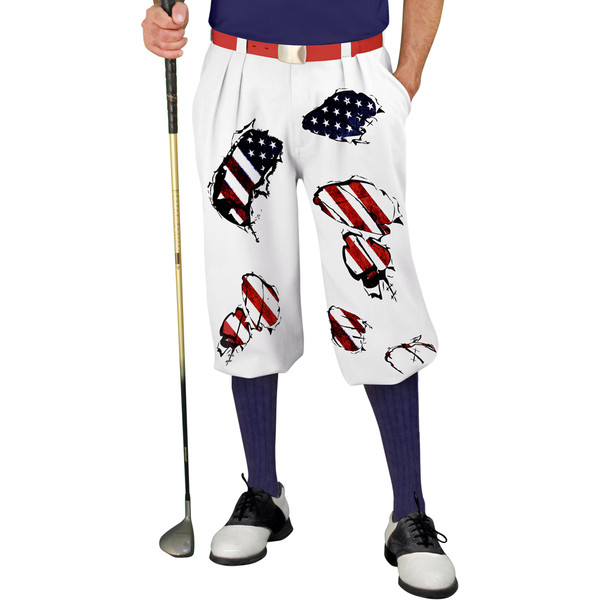 Pin on Golfers Sporting Red White and Blue Golf Gear