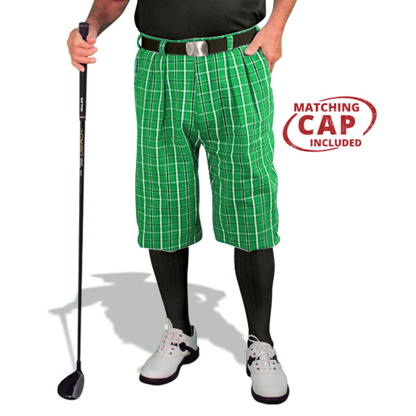 Mens Plaid Golf Knickers & Cap | Limited Edition | Lime