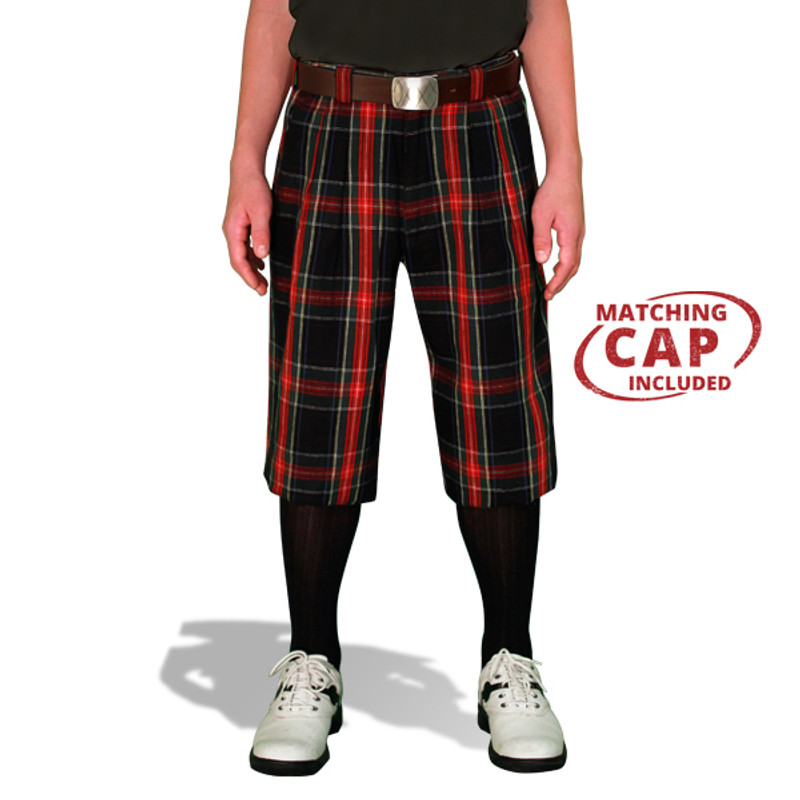 Youth Outdoor Sports Black Stewart Plaid Golf Knickers Front