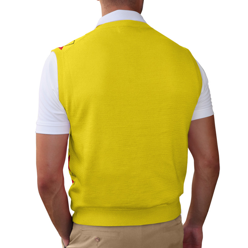 Argyle Golf Sweater Vest | Yellow/Orange/White | Mens