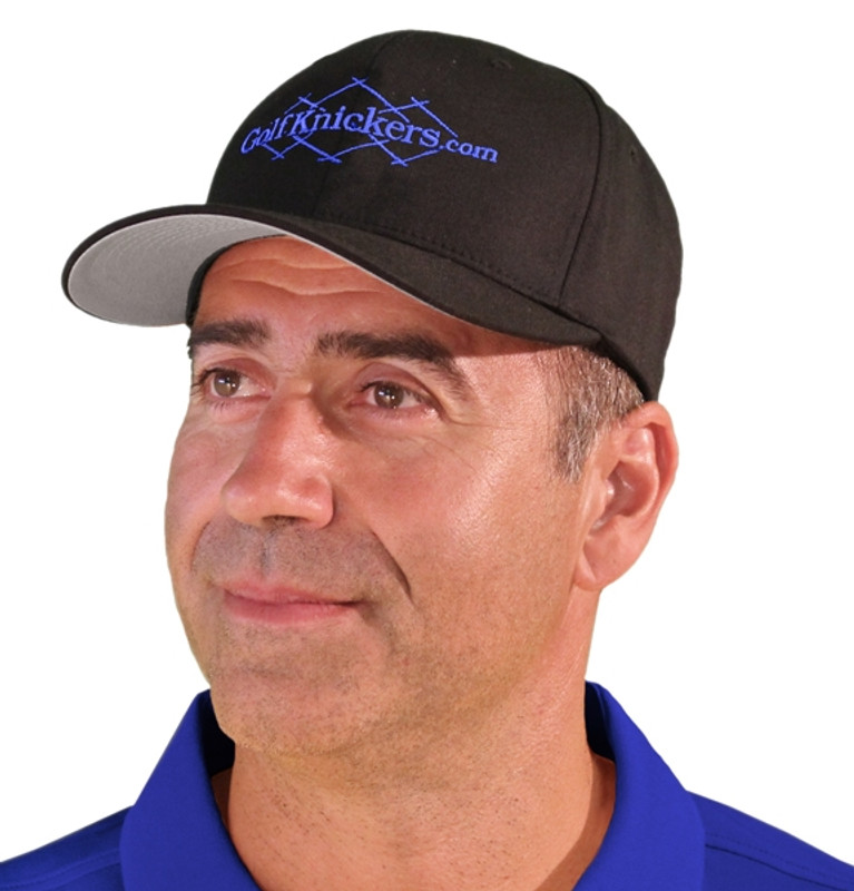 Active Series Sports Mens Baseball Cap Black with Royal Blue Golfknickers Logo Side