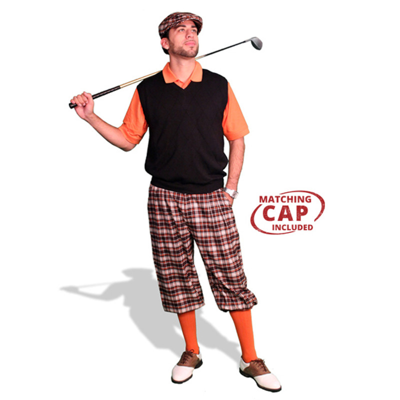 Mens Falkirk, Orange, & Black Sweater Golf Outfit
