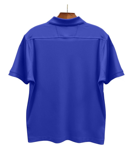 Mens Sport Pro Dry Microfiber Solid Royal Blue Golf Shirt Back