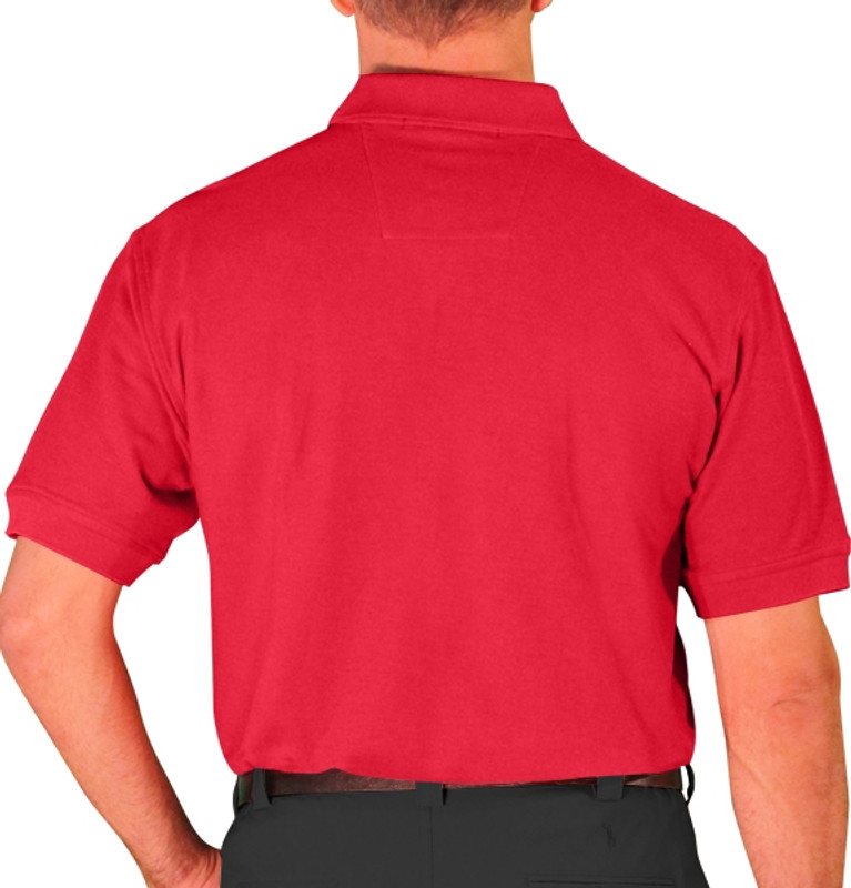 Mens Sport Clubhouse Cotton Solid Red Golf Shirt Back