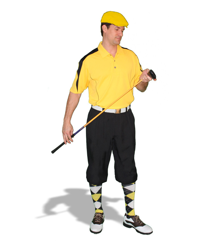Mens Black, Yellow & White Golf Outfit