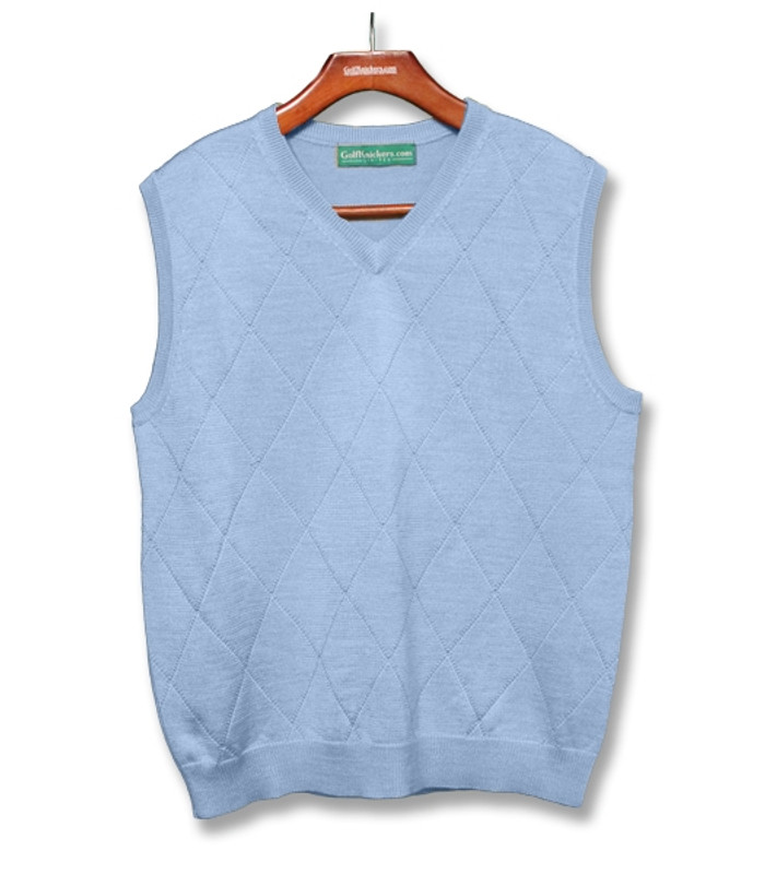 Mens Sweater Vest Solid Light Blue Front