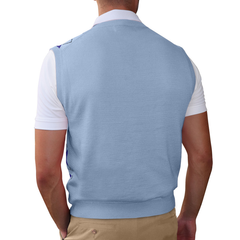 Argyle Sweater Vest - Mens Lt. Blue/Royal/White