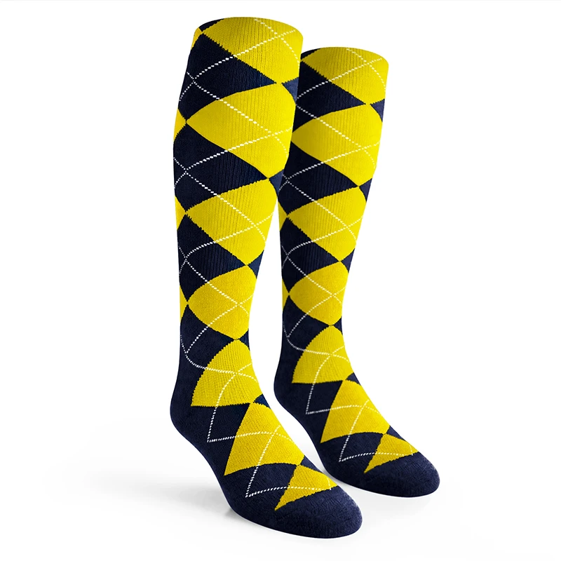 Argyle Socks - Mens Over-the-Calf - I: Black/Yellow