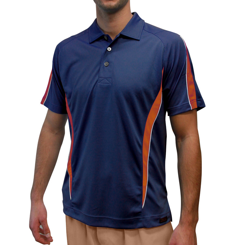 Mens Eagle Golf Shirt - Navy/Orange
