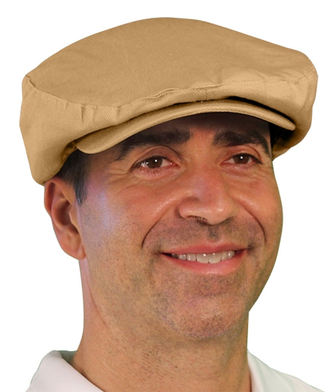 Mens Outdoor Sports Solid Khaki Cotton Ramie Golf Cap Side Front