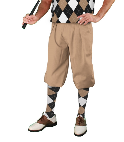 Mens Khaki, Black & White Sweater Golf Outfit