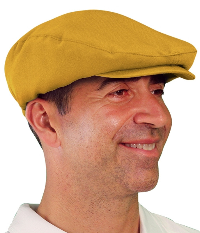 Mens Outdoor Sports Gold Microfiber Golf Cap Side