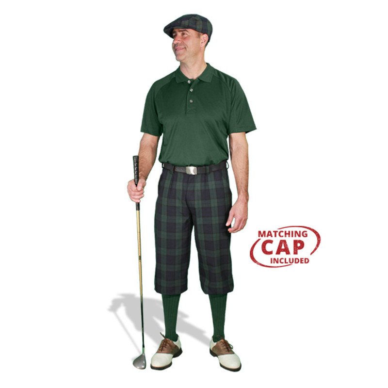 Golf Outfit - Mens Black Watch & Dark Green