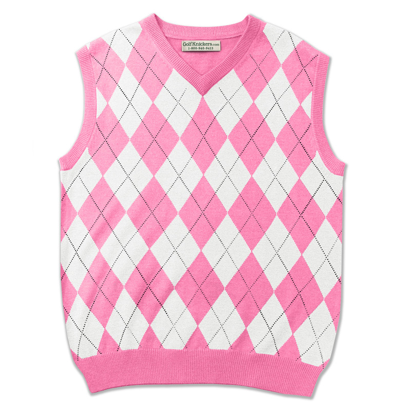 Argyle Sweater Vest - Mens Pink/White