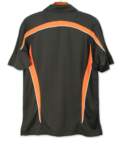Mens Sport Pro Dry Microfiber Eagle Black and Orange Golf Shirt Back