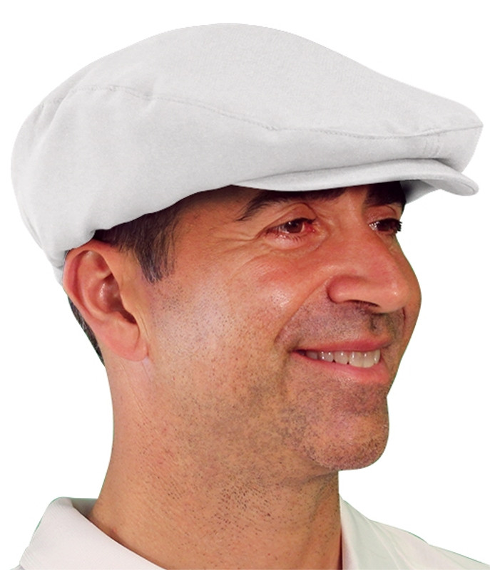 Mens Outdoor Sports White Microfiber Golf Cap Side