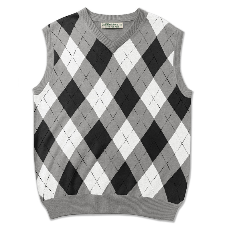 Argyle Golf Sweater Vest | Taupe/Black/White | Mens