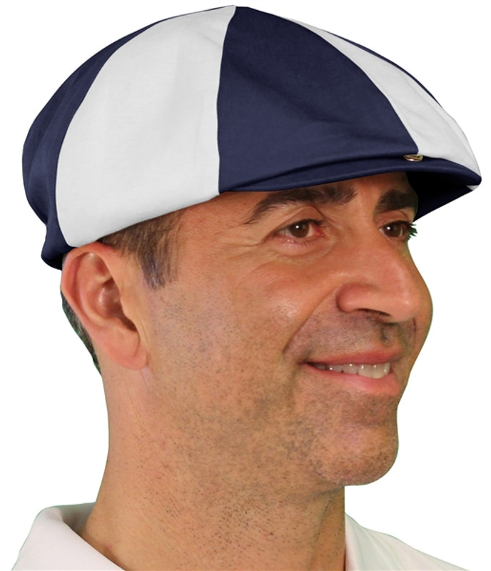 Mens Outdoor Sports Duel Tone Navy and White Cotton Ramie Golf Cap Side