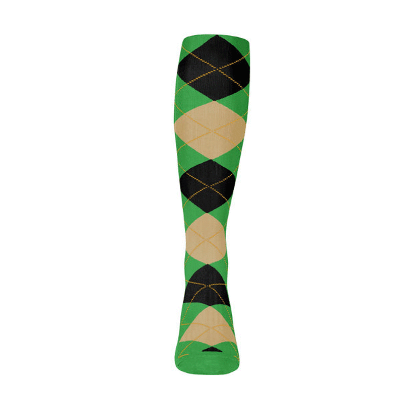 Ladies Over the Calf Argyle Sock Lime, Khaki and Black 360 View