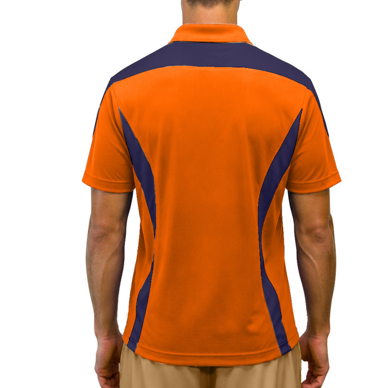 Mens Caddie Golf Shirt - Orange/Navy