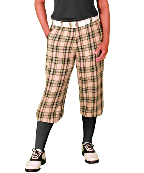 Ladies 'Par 5' Khaki Stewart Plaid Start-in-Style Outfit