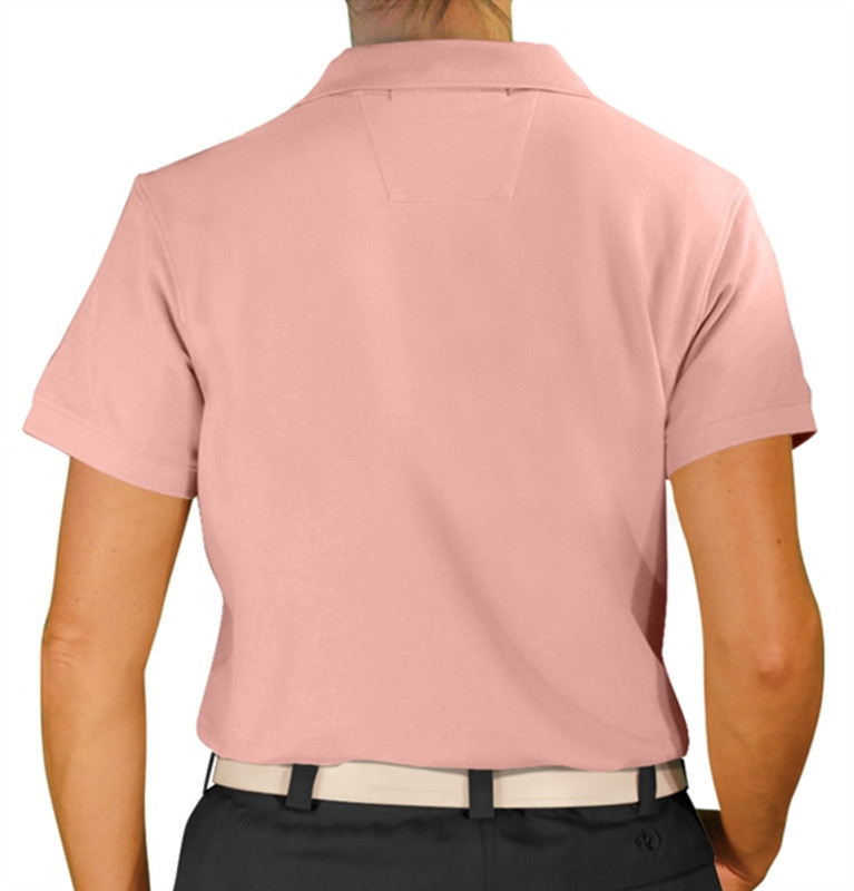 Ladies Sport Clubhouse Cotton Solid Pink Golf Shirt Back