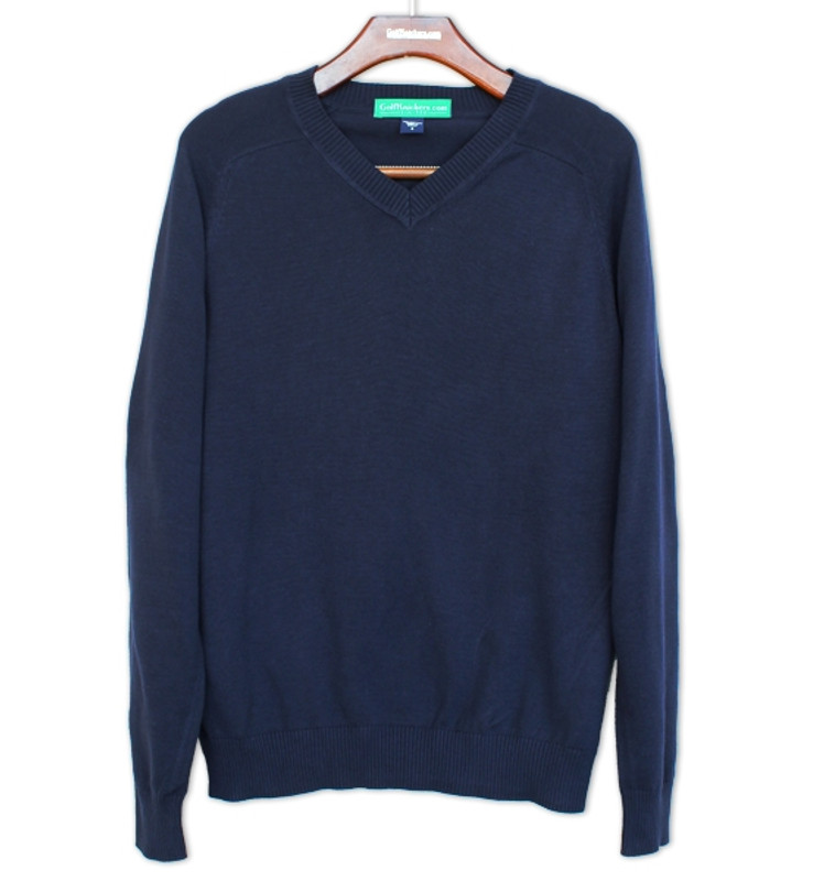 Mens Long Sleeve Sweater Solid Navy Front