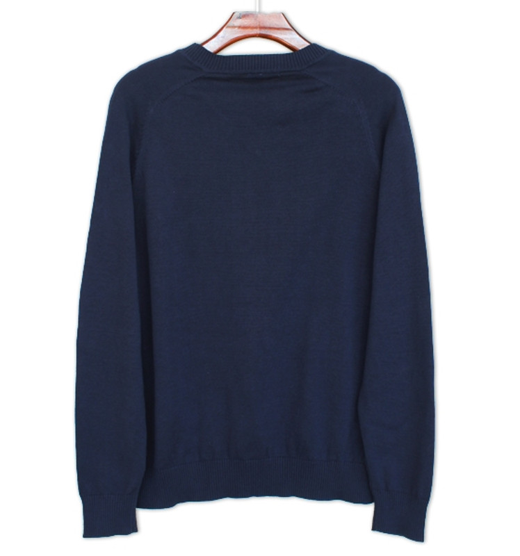 Mens Long Sleeve Sweater Solid Navy Back