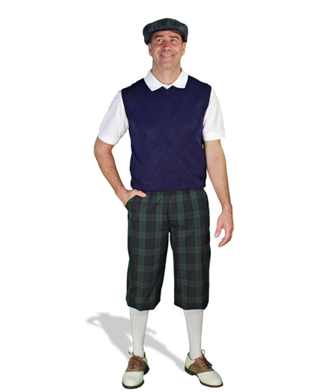 Golf Outfit - Mens Black Watch & Navy Sweater