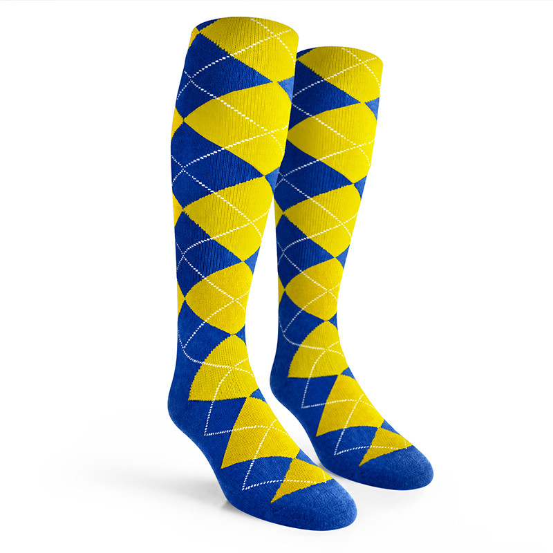 Argyle Socks - Mens Over-the-Calf - II: Royal/Yellow