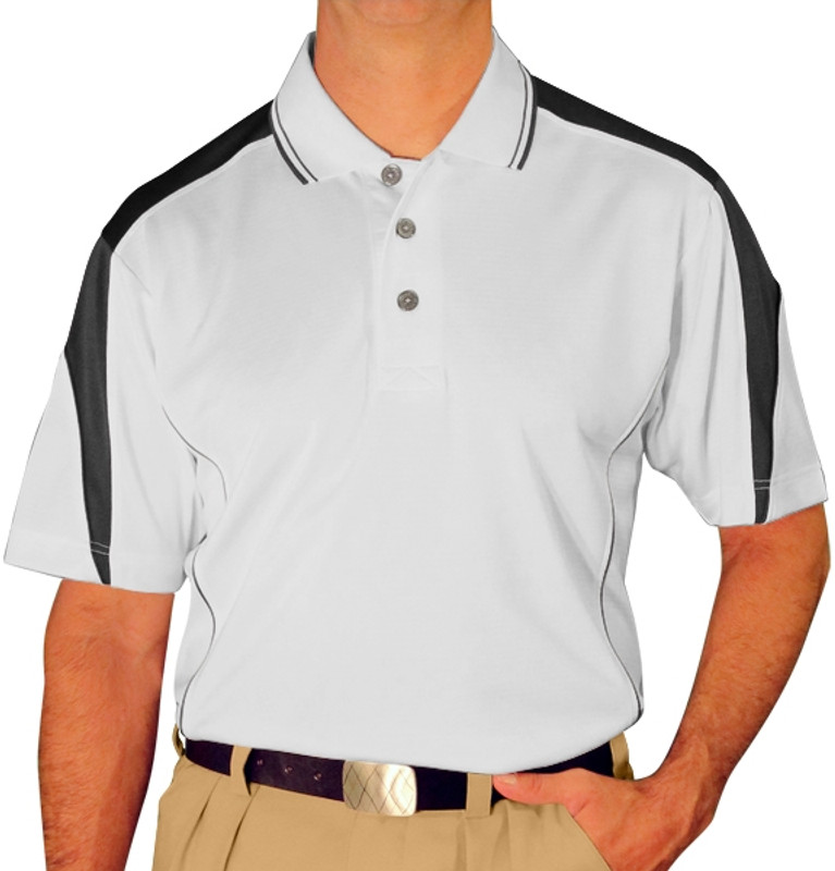 Mens Sports Microfiber Duel Tone Wedge White and Black Shirt Front