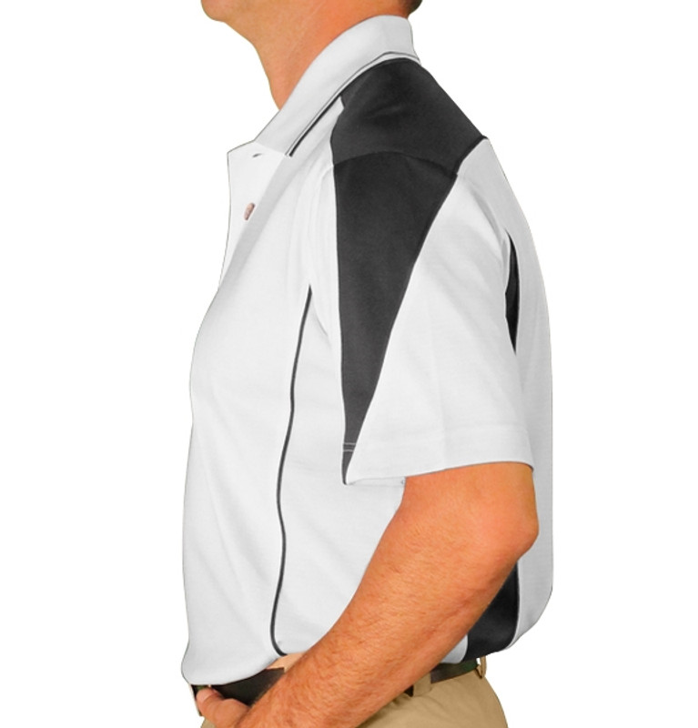 Mens Sports Microfiber Duel Tone Wedge White and Black Shirt Side