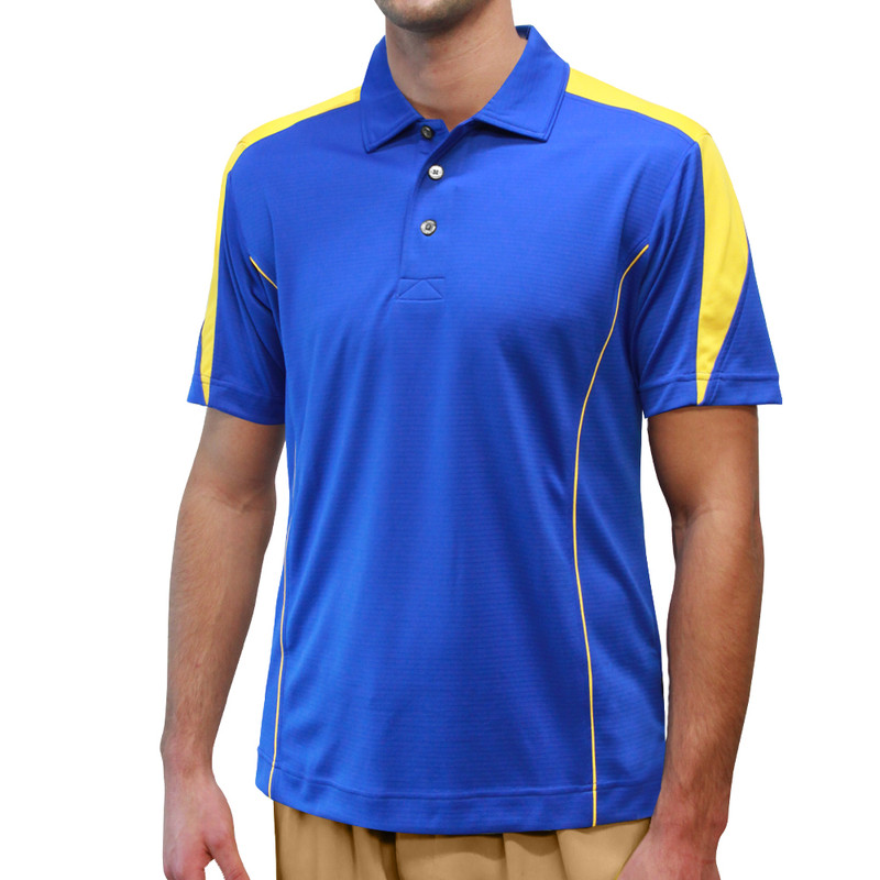 Mens Caddie Golf Shirt - Royal/Yellow