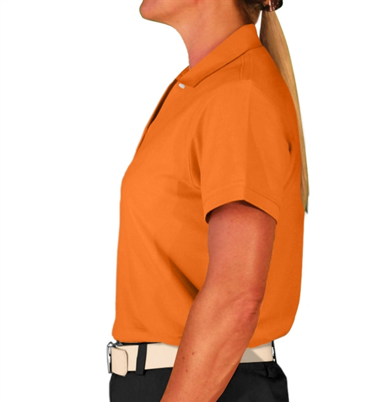 Ladies Sport Clubhouse Cotton Solid Orange Golf Shirt Side