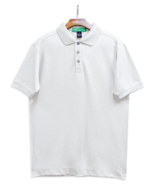 Mens Sport Pro Dry Microfiber Solid White Golf Shirt Front