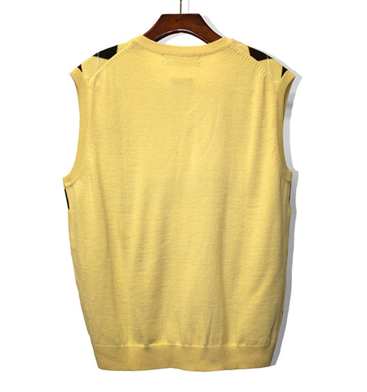 Argyle Sweater Vest - Mens Butter/Olive/Brown - Small