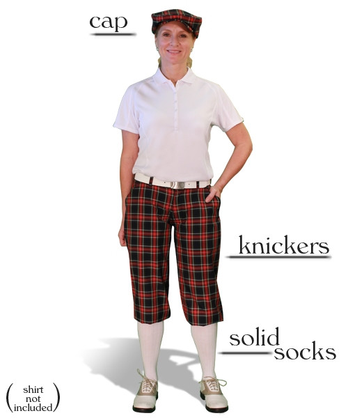 Ladies 'Par 5' Navy Stewart Plaid Start-in-Style Outfit