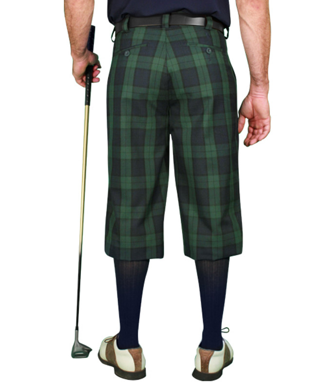 Mens Outdoor Sports Black Watch Plaid Golf Knickers Back
