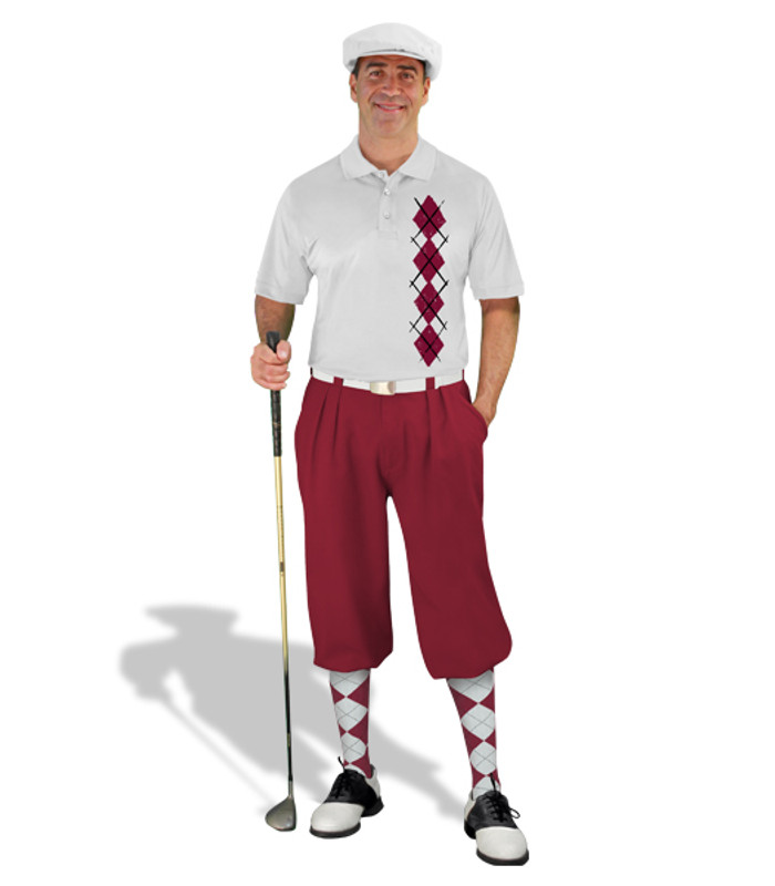 Golf Knickers - White/Maroon Argyle Heaven Outfit
