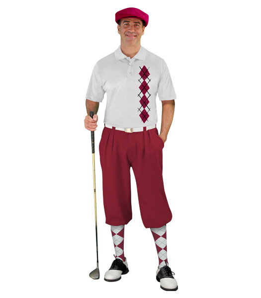 Golf Knickers - White/Maroon Argyle Heaven Outfit