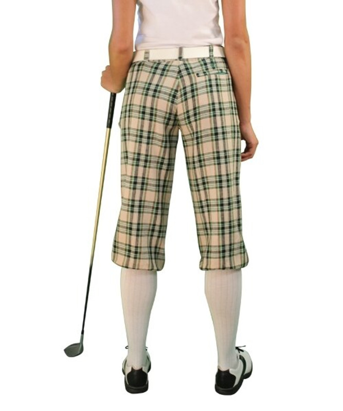 Ladies Outdoor Sports Khaki Stewart Plaid Golf Knickers Back