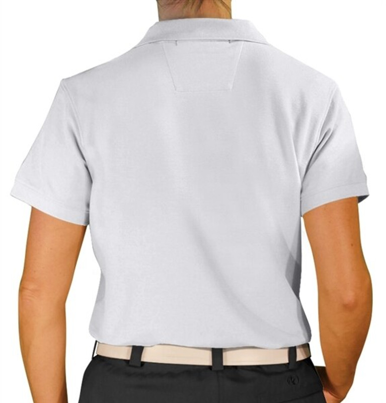Ladies Sport Clubhouse Cotton Solid White Golf Shirt Back