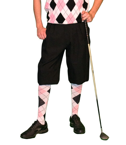 Mens Black, White & Pink Sweater Golf Outfit