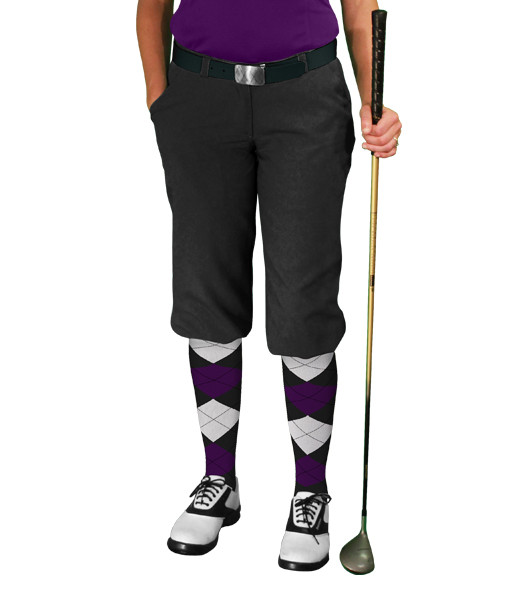 Ladies Black, Purple & White Golf Outfit