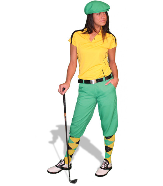 Ladies Lime, Yellow & Black Golf Outfit Ladies Lime, Yellow & Black Golf Outfit