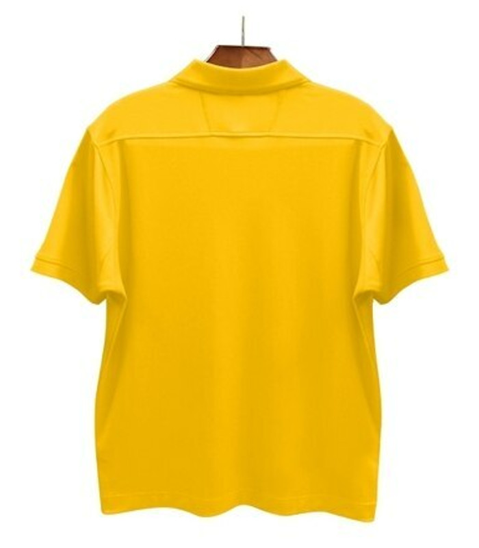 Mens Sport Pro Dry Microfiber Solid Yellow Golf Shirt Back