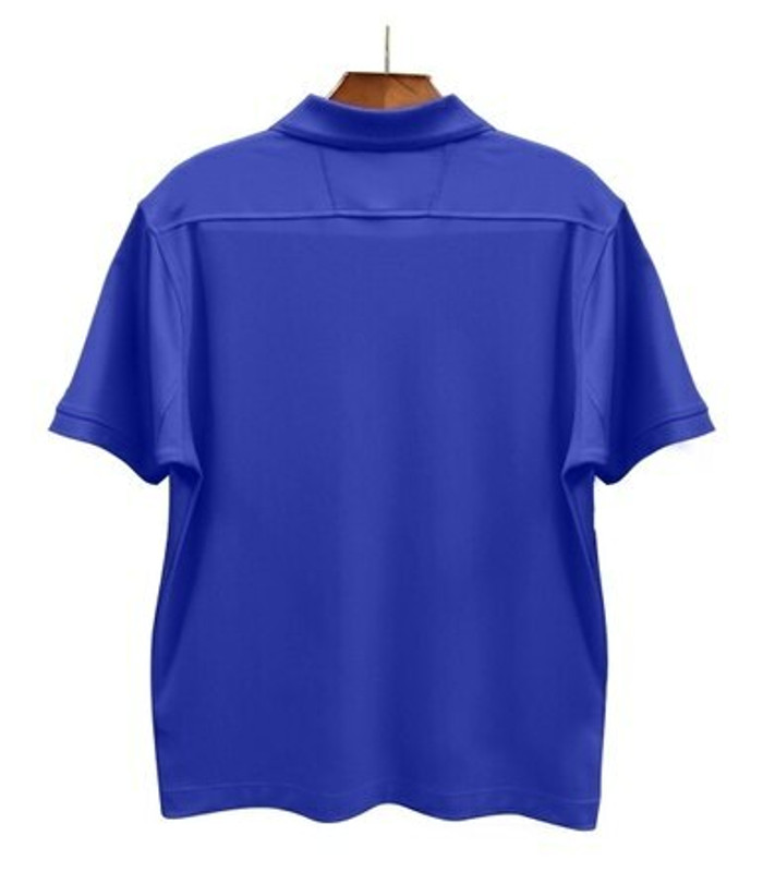 Mens Sport Pro Dry Microfiber Solid Royal Blue Golf Shirt Back