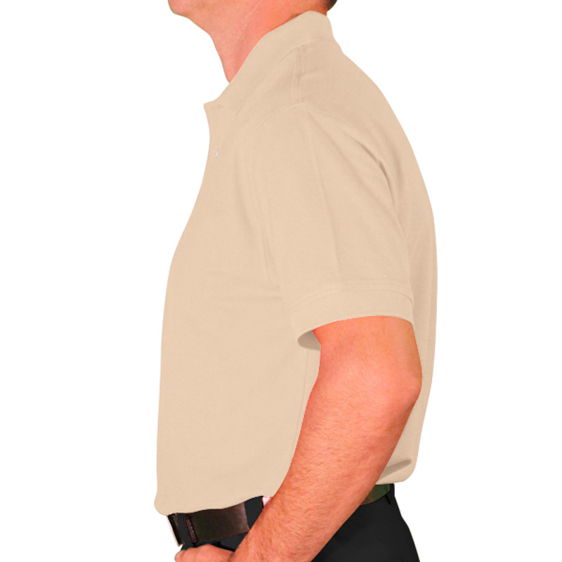 Mens Sport Clubhouse Cotton Solid Sand Golf Shirt Side