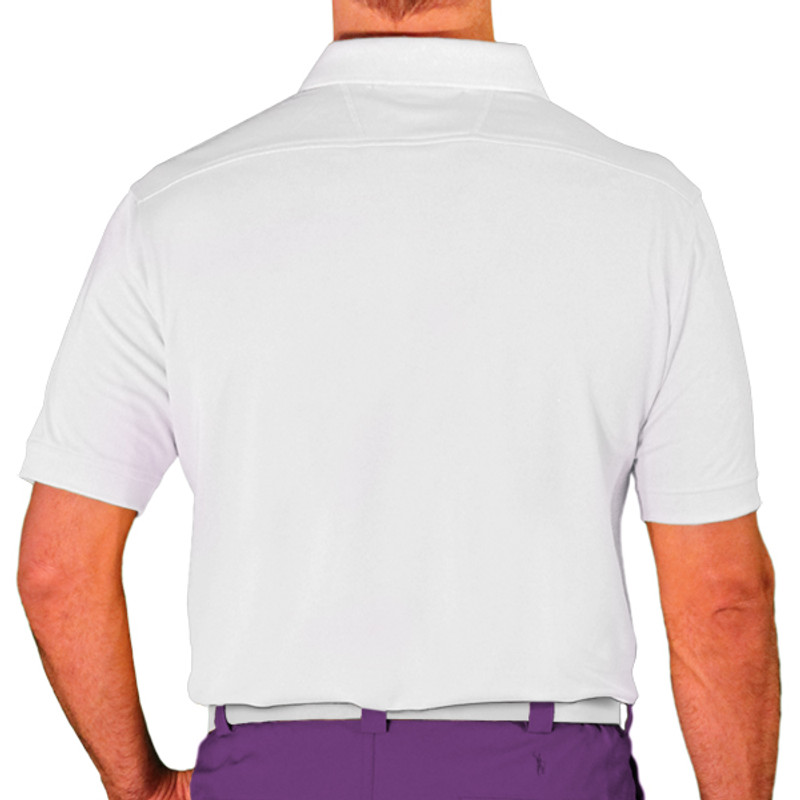 Mens Sport Pro Dry Microfiber Solid White Shirt Golf Back