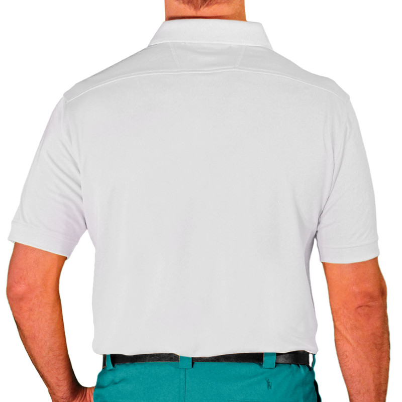Mens Sport Pro Dry Microfiber Solid White Golf Shirt Back